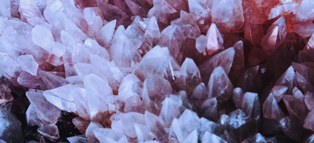 Close-up of pink crystal mineral formations